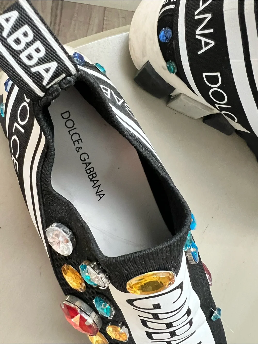 Dolce & Gabbana Black and White Ankle Boots